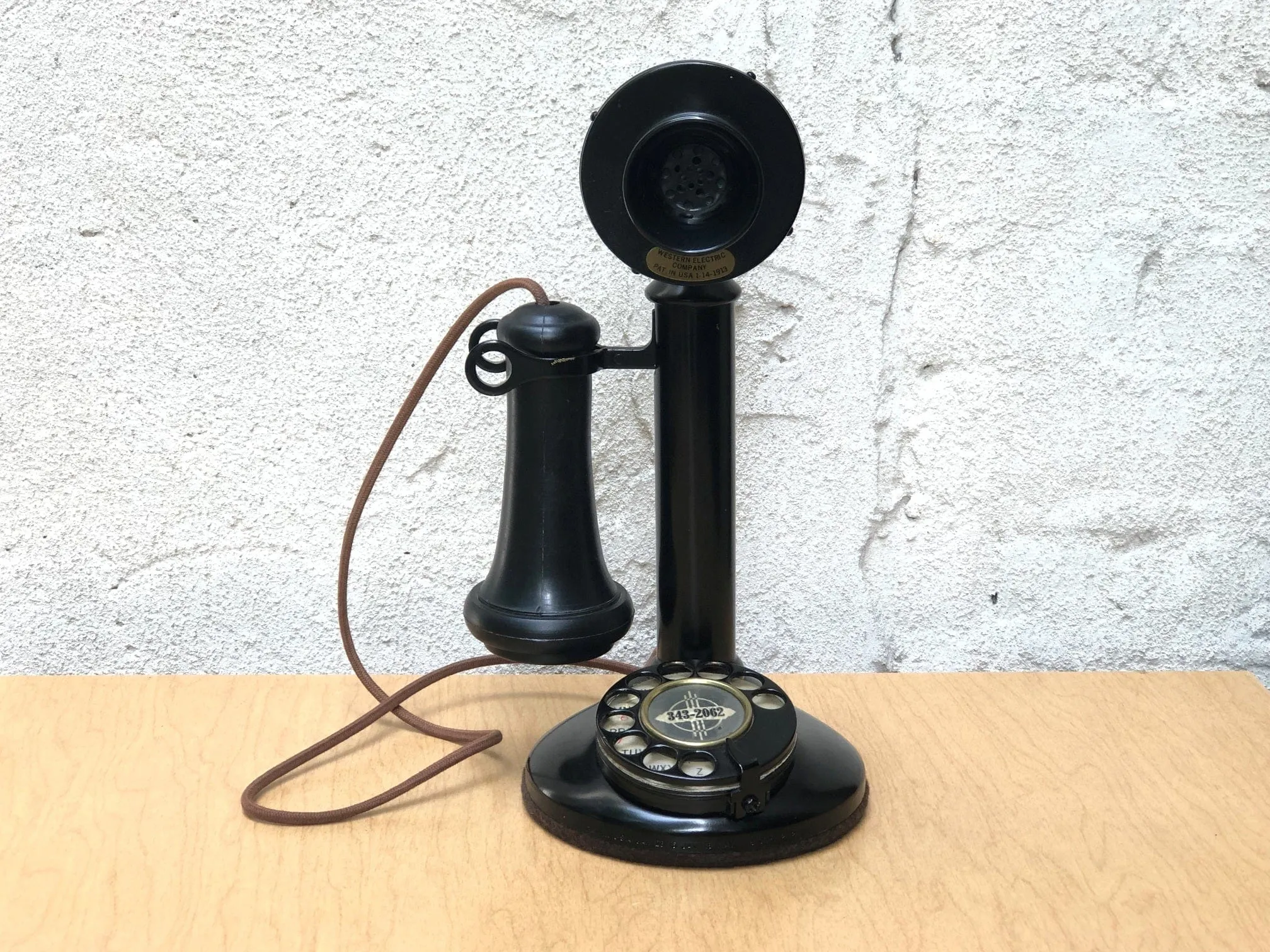 Western Electric Black Candlestick Telephone circa 1913, Professionally Refurbished