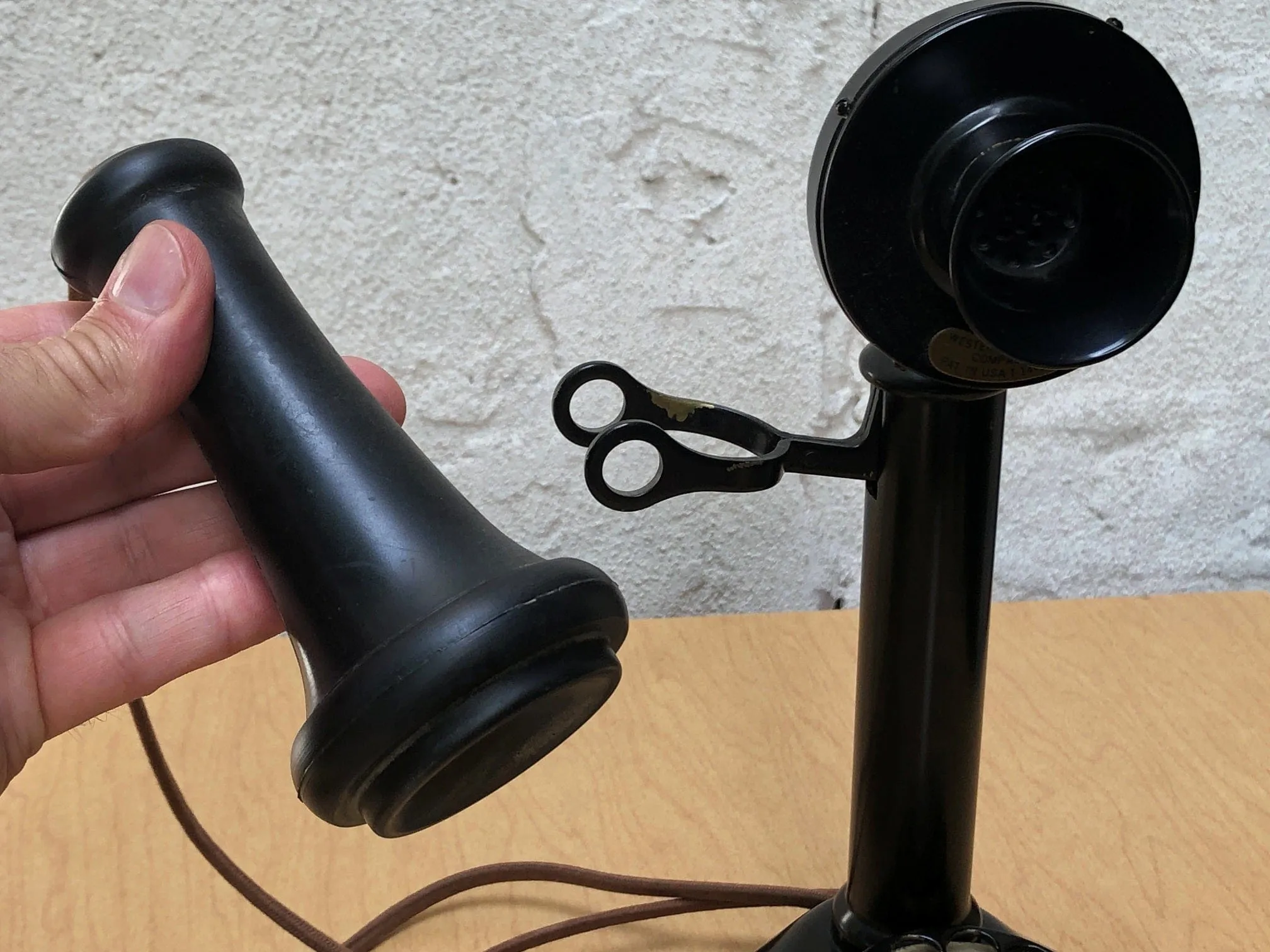 Western Electric Black Candlestick Telephone circa 1913, Professionally Refurbished