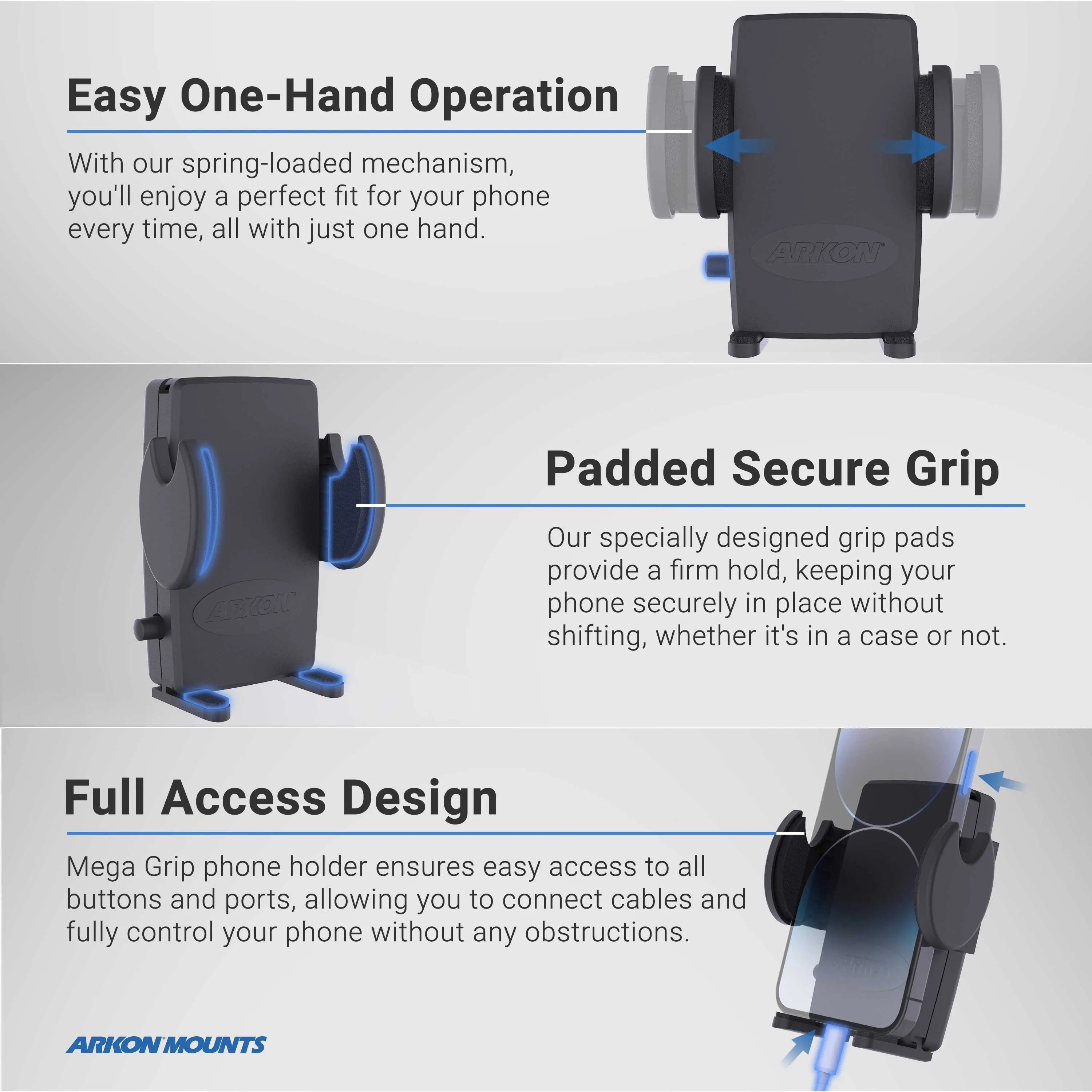 Windshield or Dash Mega Grip™ Phone Car Holder Mount for iPhone, Galaxy, and Note