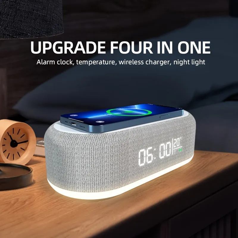 Wireless Charger Time Alarm Clock LED Light Thermometer Earphone Phone Chargers 15W Fast Charging Dock Station For IPhone Samsung