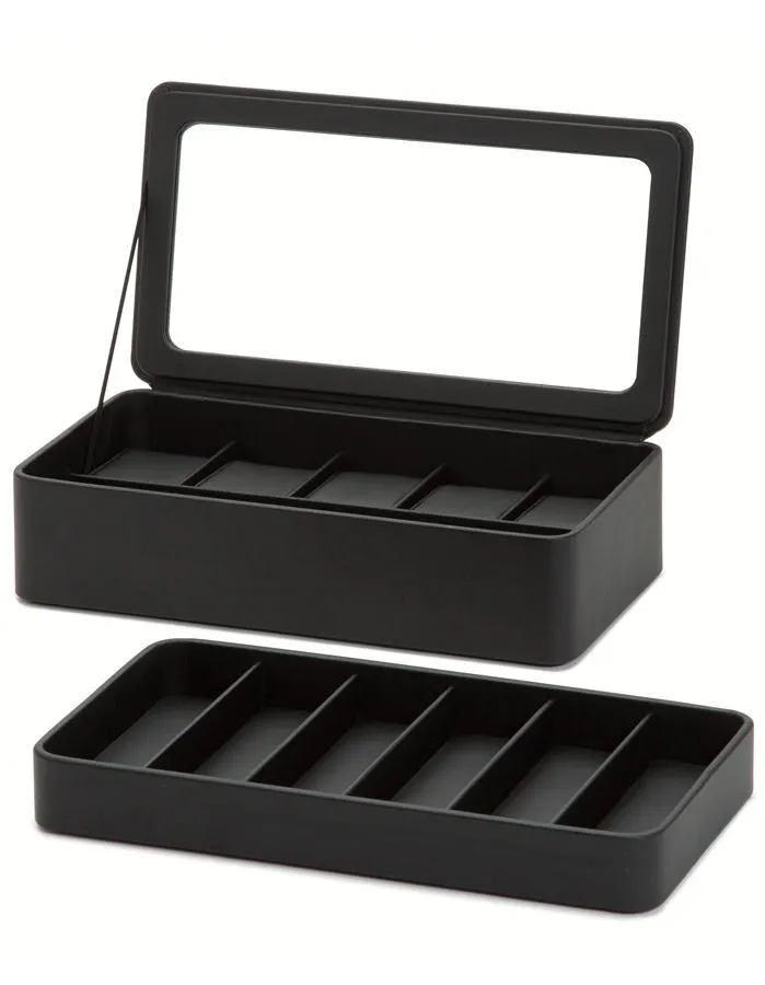 WOLF Smart Storage 6 Piece Watch Box - Strap Tray - Black - Charging Station