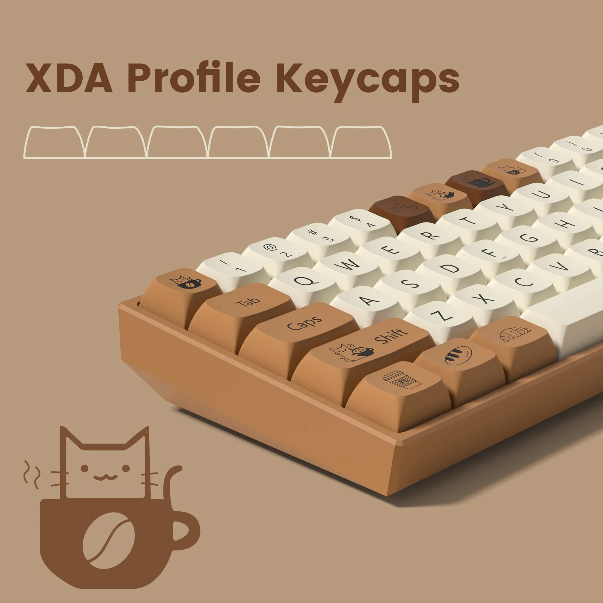 Womier Coffee Cat 143-Key XDA Profile Dye-Sub PBT Keycap