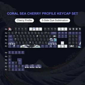 Womier Coral Sea/Kanagawa Cherry Profile Dye-sub PBT Keycap Set (132-Key)